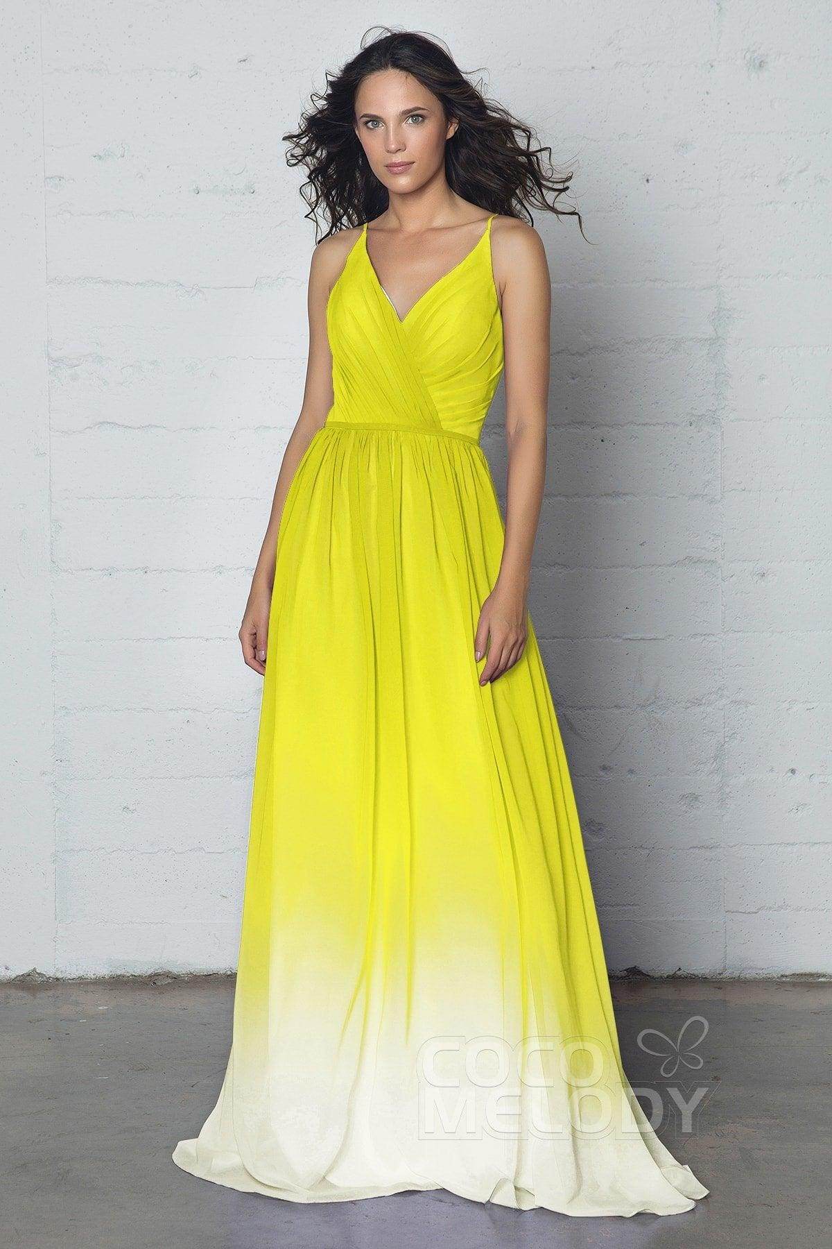 Sheath-Column Floor Length Chiffon Ombre Dress COZF17013 - COCOMELODY
